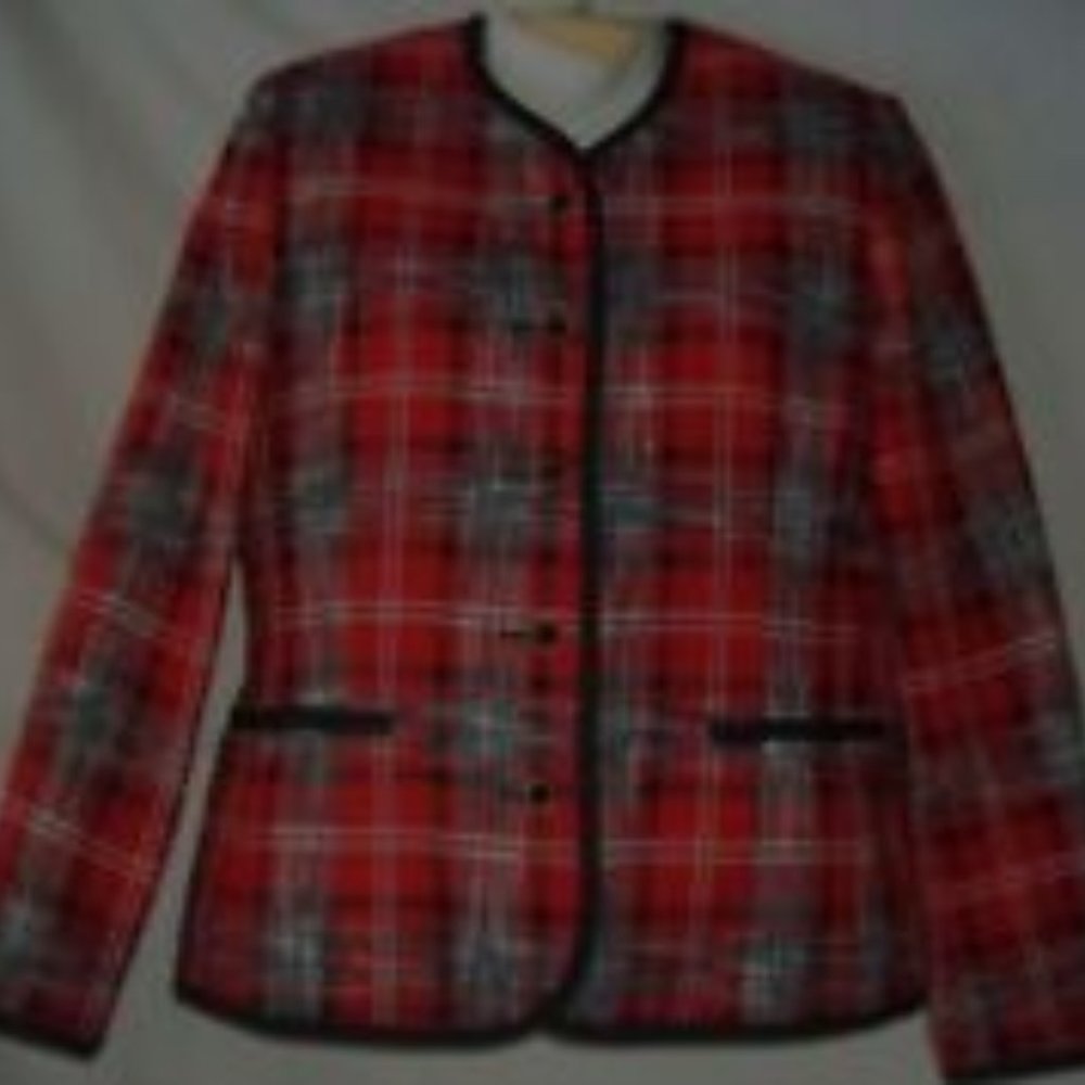 Women's Red Plaid Blazer Size 10